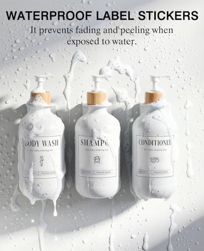 Luxspire Shampoo and Conditioner Dispenser, Shower Soap Dispenser Wall Mounted 3 Sets Plastic Bottles Bamboo Pump, 17OZ Shampoo and Conditioner Bottles for Bathroom, Shower Wall and Hotel, White - color: Matte White