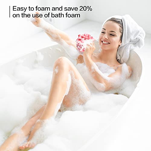 Fishent Shower Sponge Shower Loofah, Body Wash Loofah Sponge Body Scrubber, 3 Pack 60g Large Size Lofas for Shower, Cleaning Loofahs Sponge Body Sponges for All Skin Types - style: 60g-Blue-Reb-Purple