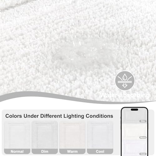 SHACOS White Bathroom Rugs Sets 3 Piece, Non Slip Soft Absorbent 16"x24" | Small Microfiber Bath Mat with Toilet Lid Cover, Shaggy Carpet U-Shaped Contour Toilet Rug, Machine Washable - color: White, size: 16"x24"+U-Shape 20"x24"+Lid Cover 19"x21"