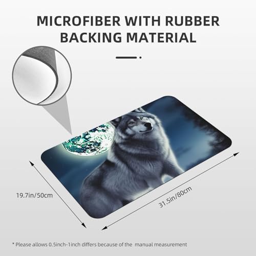 Stone Bath Mats for Bathroom Diatomaceous Earth Bath Mat Super Absorbent Floor Mat Wolf Under Moon Stone Drying Mats Quick Drying Diatomite Shower Mat for Bathtub Pad 19.7x31.5in - color: Wolf Under Moon, size: 1'8" x 2'8" (Rectangular)