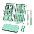 Manicure Set 8 in 1 Nail Clipper Set,RedFlow Nail Clippers,Fingernail & Toenail Clippers,Manicure Tools,Pedicure Tools,Suitable for Travel Manicure Kit,Nail Set Kit with Everything Profe (Green) - color: Green