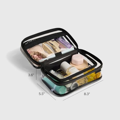 Away Clear Toiletry Bag - Water-Repellent Travel Toiletry Bag with 2 Compartments, U-Zip Opening, Interior Zip Pocket - Jet Black - color: Jet Black