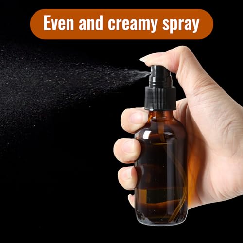 STARSIDE 24-Pack 2oz Amber Glass Spray Bottles with Fine Mist Sprayer | 60ml Glass Travel Bottles for Essential Oils, Cleaning Solutions, Perfumes & Liquids, Sample; Includes Funnels, Labels, Brush - size: M