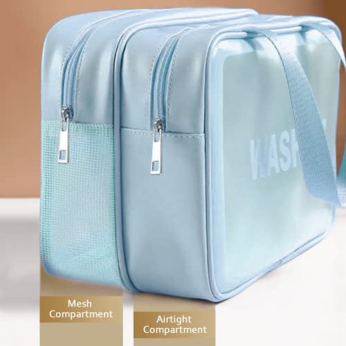 DAPOWER Travel Toiletry Bag for Women, Matte Translucent Toiletry Bag with Handy Handle, Makeup Cosmetic Organizer Bag for Travel Toiletries Accessories (Blue-XL) - color: Blue-XL