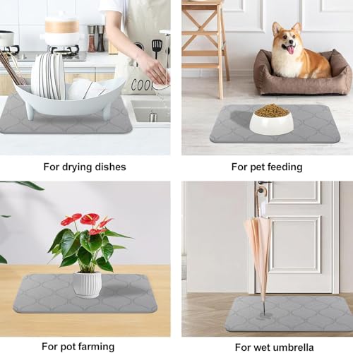 Stone Bath Mat Diatomaceous Earth Shower Mat Non-Slip Super Absorbent Quick Drying Diatomite Stone Mats for Bathroom Floor Kitchen, 2 Pack (Light Grey, 24x15) - color: Light Grey Wave