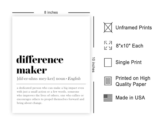 Poster Master Dictionary Art Poster - Definition of Difference Maker Print - Typography Art - Gift for Teacher, Mentor & Boss - Decor for Dorm, Library, Office or Classroom - 8x10 UNFRAMED Wall Art - color: Style01, size: 8"L x 10"W
