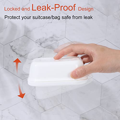 Quatish 2 Pack Travel Soap Container, Leakproof Soap Holder with Lid, Travel Bar Soap Holder, Soap Case for Camping Gym Travel, Portable Soap Box for Bathroom, White - color: White