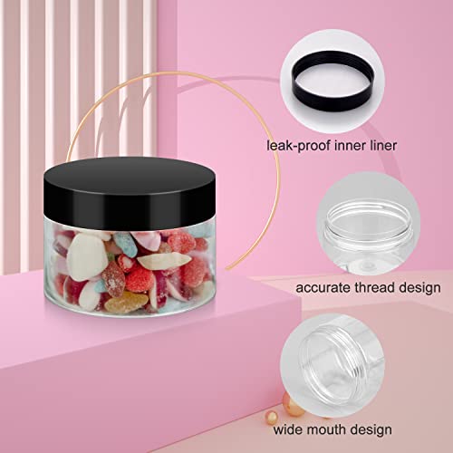 Loretoy 36 Pack 4 OZ Plastic Jars with Lids, BPA Free, Reusable, Refillable Transparent Cosmetic Containers for Bath Salts, Cosmetics, Powders, Beauty Product and Small Accessories - color: Black, size: 4 Ounce