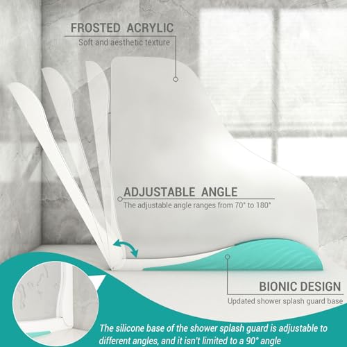 Shower Splash Guard, Splash Guard for Bathtub, Shower Water Guard with Adjustable Silicone Base, Large Water Barrier, Frosted Acrylic & Silicone Base, for Tub, Sinks, Washbasin –11in×11in