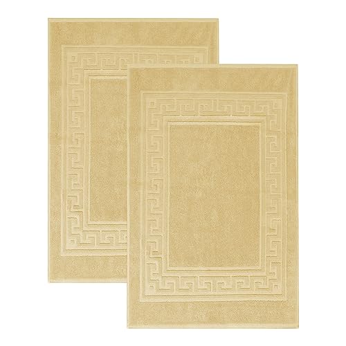 Superior Heavyweight Cotton Bath Mats, Bath Rugs For Bathroom Accessories, Washable Rug For Shower, Bath, Toilet, Modern Decor, No Backing, Luxury Hotel And Spa Quality, Set of 2, 22" x 35", Canary - color: Canary, size: 22" x 35" (Set of 2)