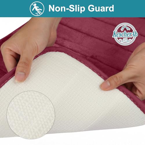 Bathroom Rugs Sets 3 Pieces Thicker Memory Foam Bath Mat with Non Slip Backing, Machine Wash, Dries Quickly, Ultra Soft Wine Red Bath Carpet with Toilet Rug for Bathroom,Kitchen,Tub - color: Wine Red, size: 31" X 19" + 23" X 15" + U19" X 15"