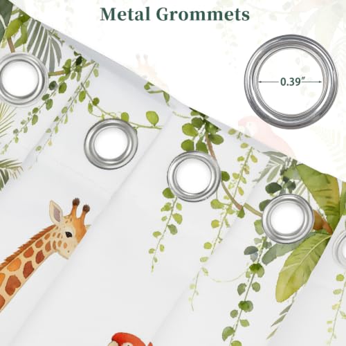 Fabric Shower Curtain with Hooks YJY01569 - color: Tropical Jungle Animals