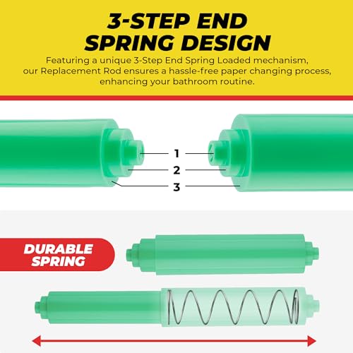 Qualihome Green Universal Plastic Spring Loaded Toilet Paper Roll Holder Replacement Rod, Green Toilet Paper Roll Replacement Rod - color: Green