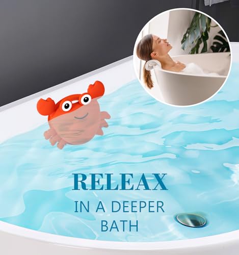 Bathtub Overflow Drain Cover Tub, Silicone Bathroom Overflow Drain Cover, Adds Inches of Water for Deeper &Warmer Bath, Orange Crab