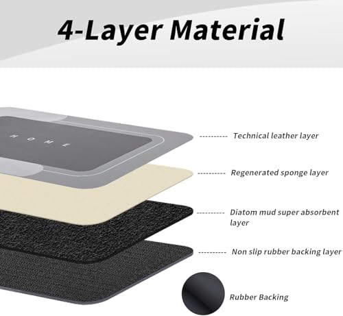 Housego Absorbent Bath Mat Magic Rug, Quick Drying Magic Bath Mat Non-Slip Floor Rug Rubber Backed for Bathroom Kitchen Shower Sink, Water Absorbent (1PC, 16.93''x26.77'', Dark Gray) - color: Dark Gray, size: 1'5" x 2'3" (Rectangular)