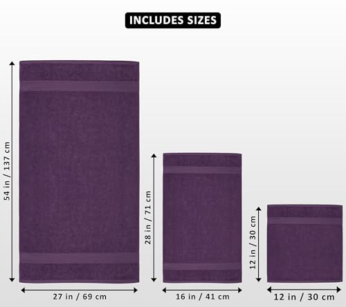 Utopia Towels 8 Piece Luxury Towel Set – Majestic Plush, Super Absorbent & Quicker-to-Dry, Thick 100% Ring Spun Cotton Towels for Bathroom, Spa & Hotel – 2 Bath, 2 Hand, 4 Washcloths, Plum - color: Plum, size: 8 Pieces Towel Set