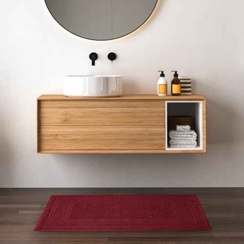 Avalon Towels Red Bath Mat - 100% Cotton Set of 4 Absorbent Bathmat - Bathroom Mats Quick Dry Bath Mats for Bathrooms (22x34 Inches) - color: Red, size: Pack of 4