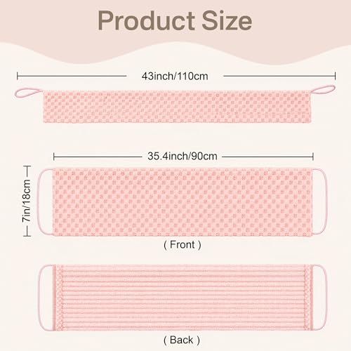Yiclick Dual-Textured Exfoliating Washcloth Towel - Back Scrubber for Use in Shower Bath, Exfoliating Body Scrubber Exfoliator, Japanese Exfoliate Loofah Lufa Sponge Wash Cloth for Women Men - color: Pink