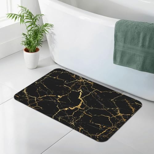 Black Marble Print Bath Mat Rugs 15.7x23.6 in, Diatomaceous Earth Bathroom Rug Fit Under Door Rubber Non-Slip Absorbent Bathroom Mat for Bathroom Kitchen Floor, Tub and Shower Sink - color: Marble #04