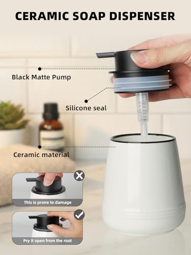 Ceramic Soap Dispenser 13oz,Hand Wash Soap Dispenser (Liquid Dispenser White) - color: Liquid Dispenser White