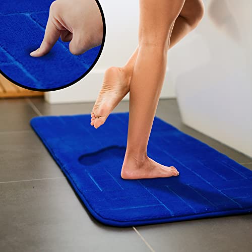 Bathroom Rug Set 5 Piece - Memory Foam Bathroom Mat Set, Soft and Comfortable, Non-Slip Thick Absorbent Bath Mats, Machine Washable, Royal Blue - color: Royal Blue/ Line Design