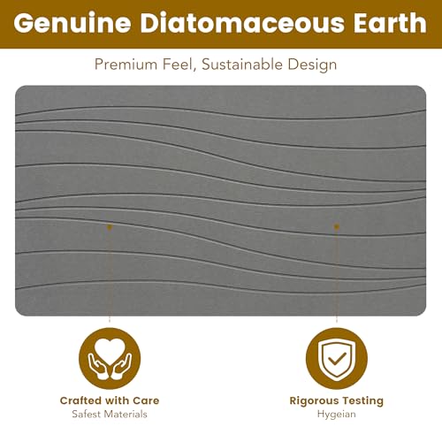 Extra Large Stone Bath Mat, 30'' x 17'' Diatomaceous Earth Non-Slip Stone Shower Mat, Super Absorbent Diatomite Stone Mats for Bathroom Dark Gray XL Flow - color: Dark Grey XL, size: 1'5" x 2'6" (Rectangular)