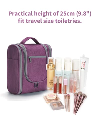 Narwey Small Hanging Toiletry Bag Women Travel Makeup Bag Organizer Toiletries Bag for Travel Size Essentials Accessories Cosmetics (Medium, Dark Purple) - color: AA-Purple, size: Medium