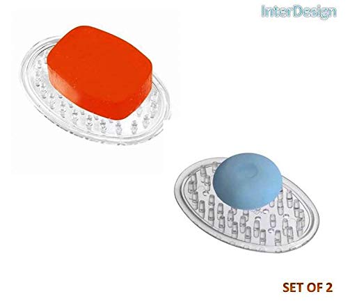 iDesign Plastic Soap Saver, Holder Tray for Bathroom Counter, Shower, Kitchen, 0.75 in. x 3.25 in. x 4.75 in., Clear | For Kitchen, For Bath - color: Clear, style: Pack of 1