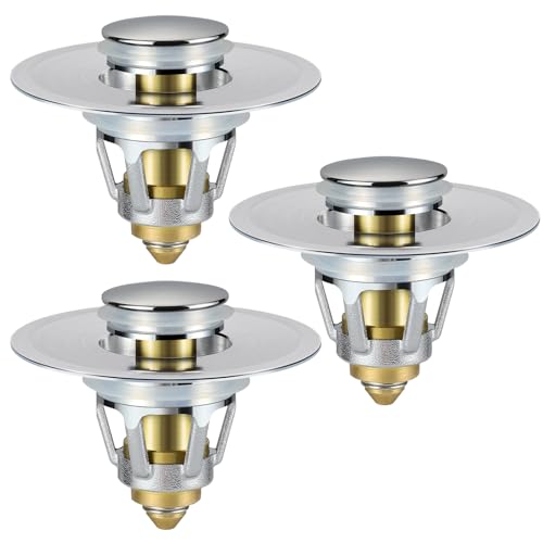 Tgosomt Bathroom Sink Stopper 3 Pack, Bathroom Sink Drain Strainer, Revolutionary Bathroom Accessories and Essentials (Brushed Nickel) - color: Brushed Nickel, size: 3 Pack