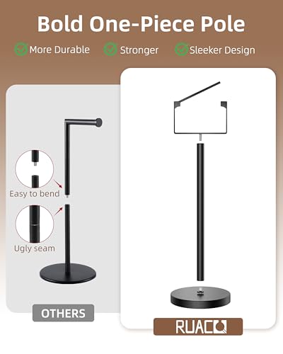 RUACQ Toilet Paper Holder Stand, Floor Toilet Paper Stand with Weighted Base, SUS304 Stainless Steel Bathroom Toilet Paper Holder Free Standing, Heavy Duty (Matte Black, 1 Pack) - color: Matte Black, size: Free Standing
