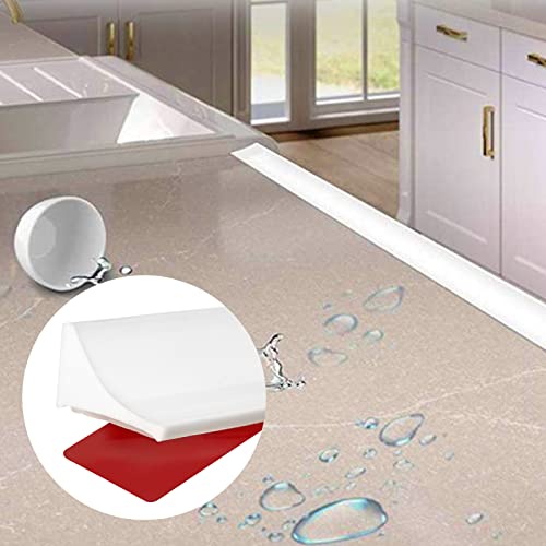 New Collapsible Shower Threshold Water Dam, Self Adhesive Silicone Waterproof Barrier Bathroom and Kitchen Water Strip Dam Shower Guard for Dry and Wet Separation Caulk Seal Strip Edge Trim(White) - color: White, style: 67Inch