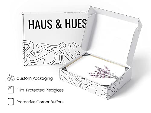 HAUS AND HUES Botanical Wall Art - Set of 3 Calming Lavender Prints, Plant Posters, Minimalist Flower Pictures, Lavender Couch Art Print (Beige Frame, 12x16) - color: Lavender Plants, size: 12"L x 16"W, style: Beige Framed