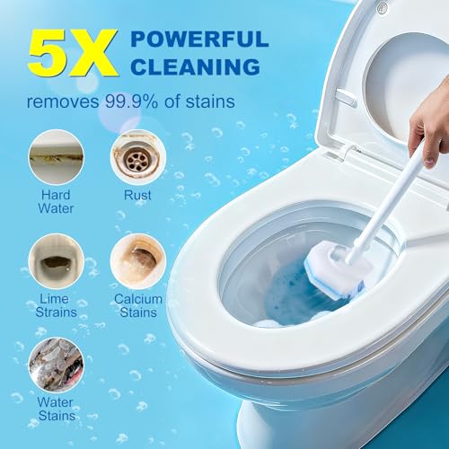 20Pcs Disposable Toilet Bowl Wand Refills, Toilet Bowl Cleaners Scrubber, 5X Cleaning Power Toilet Brush Heads Replacement Cleaner Refill Pads Compatible with Clorox - size: 1 Count (Pack of 20)