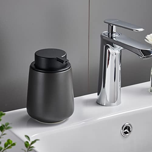12Oz Foam Hand Soap Dispenser - Black Foaming Soap Dispenser Bathroom with Easy-to-Press Pump, Refillable Liquid Lotion Hand Soap Dispenser, Ceramic Kitchen Dish Soap Dispenser Hand Wash Dispenser - color: Black, style: Foam Pump