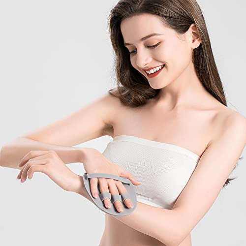 2 Pack Soft Silicone Body Scrubber, Shower Brush Exfoliating Skin Massage | Body Wash Dry Skin Brushing Glove Loofah, Fit for Sensitive and All Kinds of Skin(Gray+purple) - color: 1 Pars_purple+gray