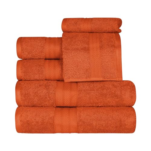 Superior 700 GSM Long Staple 100% Combed Cotton, Durable, Plush and Absorbent 6-Piece Single Ply Towel Set - Sandstone - color: Sandstone, size: 6-Piece Towel Set