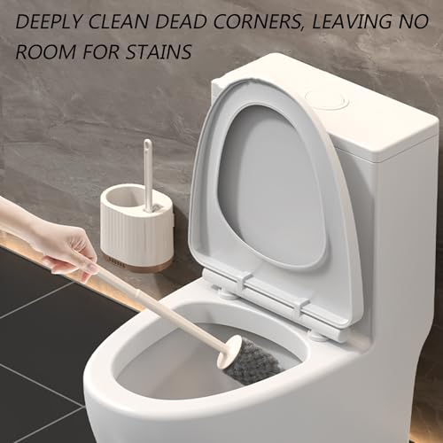 2 in 1 Toilet Bowl Brush Plunger Set,Toilet Brush and Holder Set Toilet Bowl Brush with Tweezers Long Handle,Ventilation Slots Base,Toilet Cleaner Brush for Bathroom Deep Cleaning - color: White
