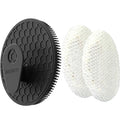 INNERNEED Food-Grade Silicone Body Scrubber Gentle Cleansing Brush with Exfoliating Net Sponge Bath Scrubbing Washcloth Case, More Hygienic and Well Lather (Black Set) - color: (Set4) Blackset