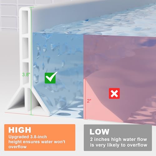 3.8'' High Shower Threshold Water Dam Collapsible Shower Water Splash Guard for Shower Water Blocker for Wet and Dry Separation Bathroom and Kitchen (80 Inch) - size: 80 Inch