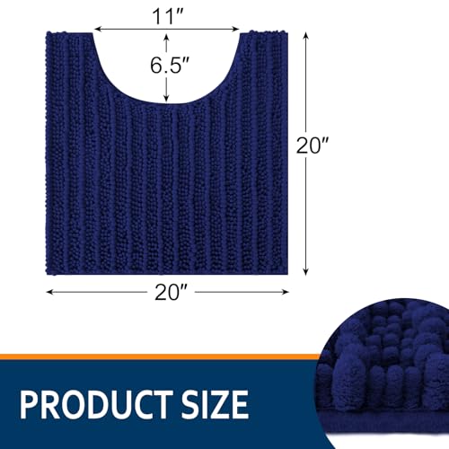 Smiry Bathroom Toilet Rugs U Shaped 20x20, Extra Soft Absorbent Non Slip Rubber Backing Chenille Contour Bath Rugs for Toilet, Machine Washable Contoured Bath Mats, Navy Blue - color: Navy Blue, size: 20'' X 20''