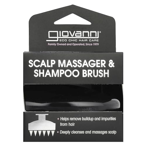 GIOVANNI Scalp Massager & Shampoo Brush - Shampoo Massager Brush Scrubber, Head Scrubber for Washing, for All Hair Types - Black Handle, Silicone Teeth