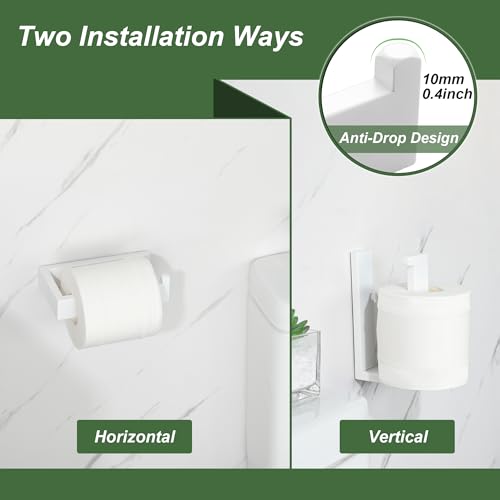 SAYAYO White Toilet Paper Holder Wall Mount, Toilet Tissue Holder for Bathroom, Modern Tp Holder Square, SUS304 Stainless Steel 6 Inch - color: White