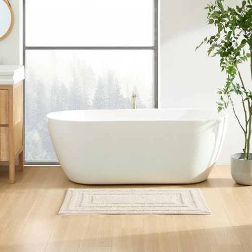Eddie Bauer - Bathroom Rug, 100% Soft Plush Tufted Cotton Bath Rug, Highly Absorbent, Quick-Dry, and Skid-Resistant Backing (Logan Beige, 24" x 40") - color: Beige, style: 24" x 40"