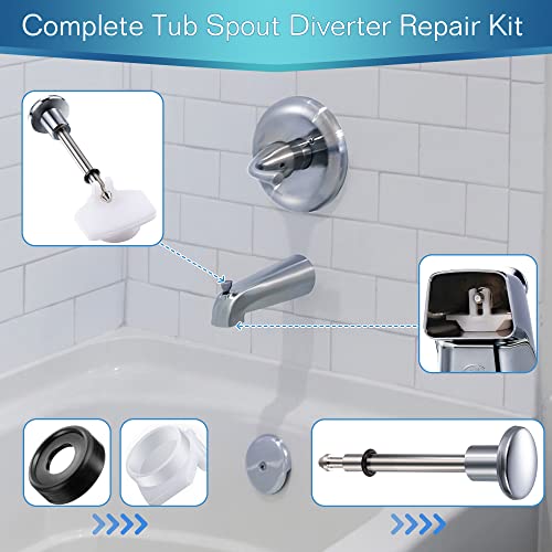 Enhon 2 Set Tub Spout Diverter Repair Kit, Includes 2 x Diverter Valve Stems, 2 x Cup Seals and 2 x Gates, Bathroom Shower Bathtub Leaky Faucet Repair Replacement Parts (Chrome,Classic) - color: Chrome