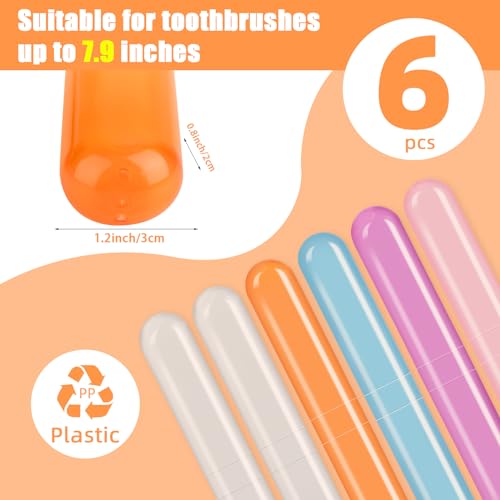 6 Pack Travel Toothbrush Case, Breathable Portable Toothbrush Holder, Plastic Toothbrush Cover Container for Traveling, Bathroom, School, Home, Business, Camping - color: Orange+Pink+Purple+Blue+Lucency(2)