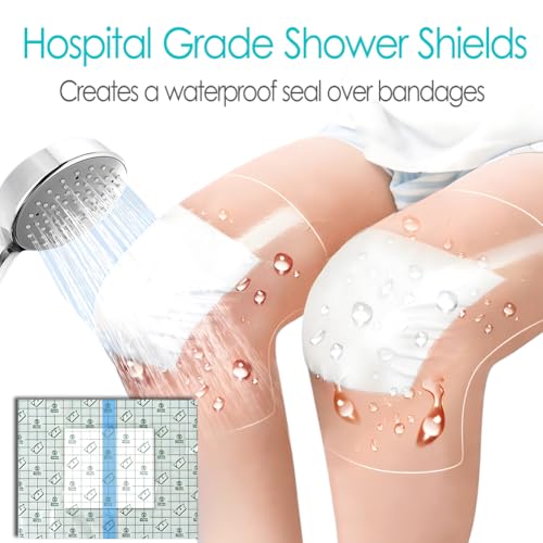 Waterproof Shower Protector Large Cover Shields for PICC Central Line Peritoneal Dialysis Chest Port Feeding Tube PD Catheter Accessories Bandages with Non-Stick Center Pad 10"x12"(Pack of 7) - size: 10 x 12" with Island Dressing (Pack of 7)