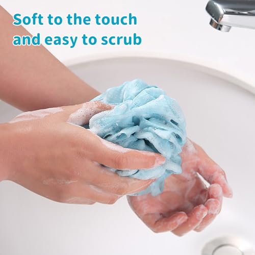 3 PCS Exfoliating Back Scrubber Strap Double Sided Bath Sponges Washer for Shower Deep Clean Towel, Blue - color: Blue