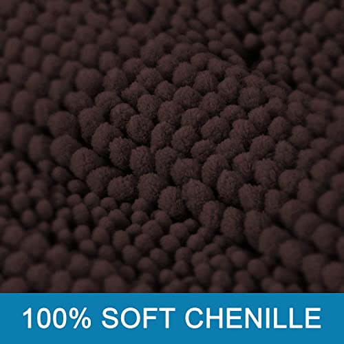 H.VERSAILTEX Bathroom Rugs Bath Rugs for Bathroom Non Slip Bath Mats Extra Thick Chenille Striped Rug 17" x 24" Absorbent Soft Shaggy Washable Dry Fast Bath Mats for Bath Room Floor - Chocolate - color: Chocolate, size: 17" x 24"
