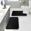 Clara Clark Bathroom Rugs, Velvet Memory Foam Bath Mat, Non-Slip Bath Rugs, Machine Wash, Dries Quickly, Ultra Soft Plush Bath Mats for Bathroom, - color: Black, style: 20 x 32 + Contour