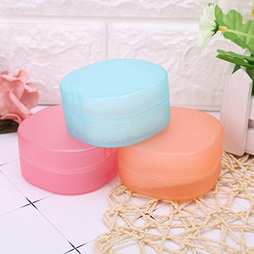 Portable Soap Box Container Round Leak Resistant Sponge for Case Travel Bathroom Soap Dish Shower Bar Soap Draining Tray Drain Holder Cover Bathroom Sink Ceramic Mount Marble Set Cup